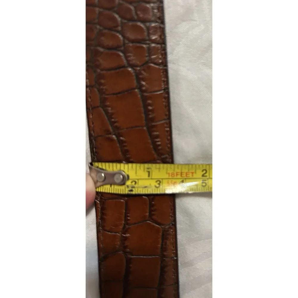 Torino Alligator Pattern Italian Embossed Calf Leather Belt Mens 40 Brown USA